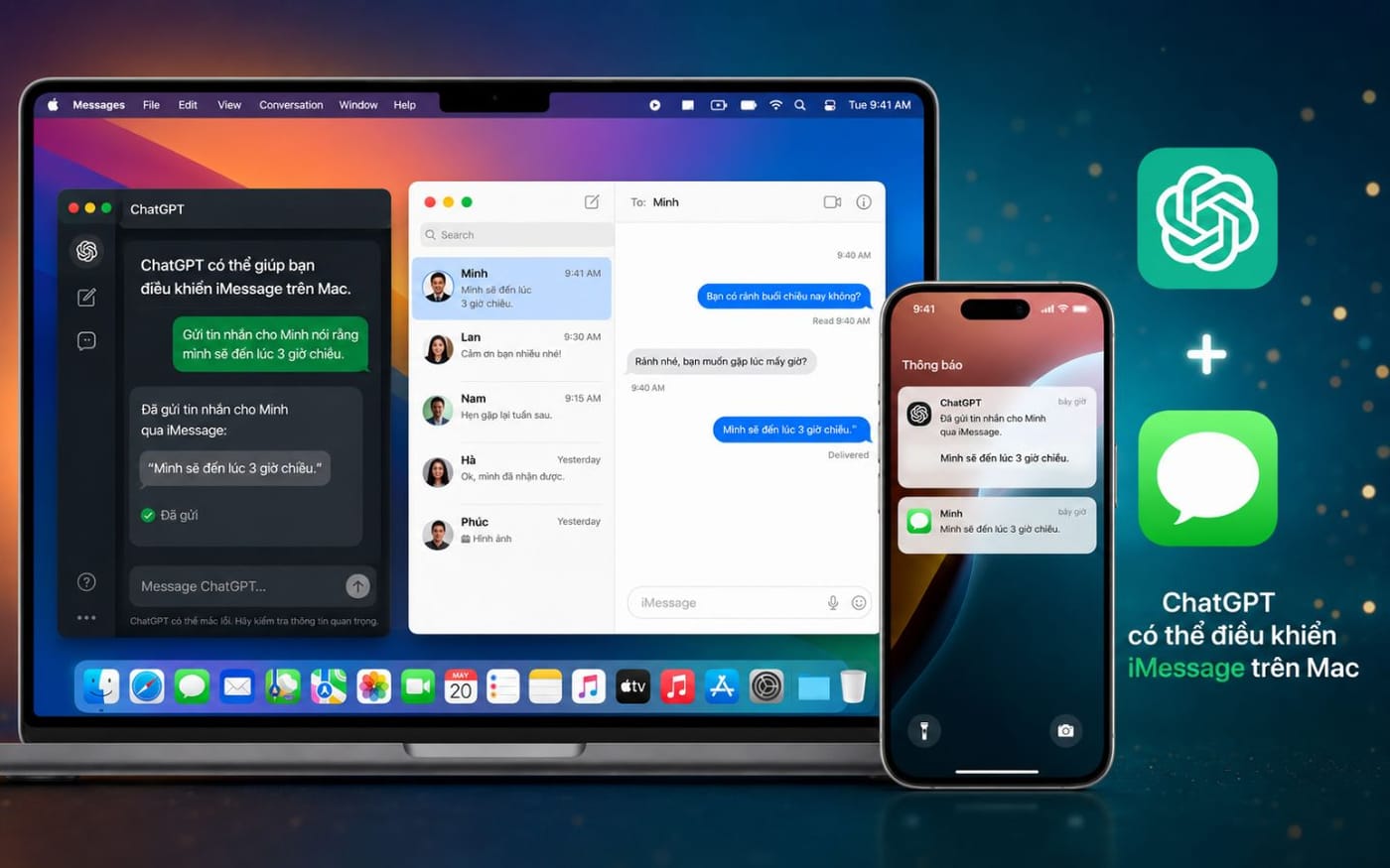 ChatGPT trên Mac giờ đọc và gửi được tin nhắn iMessage